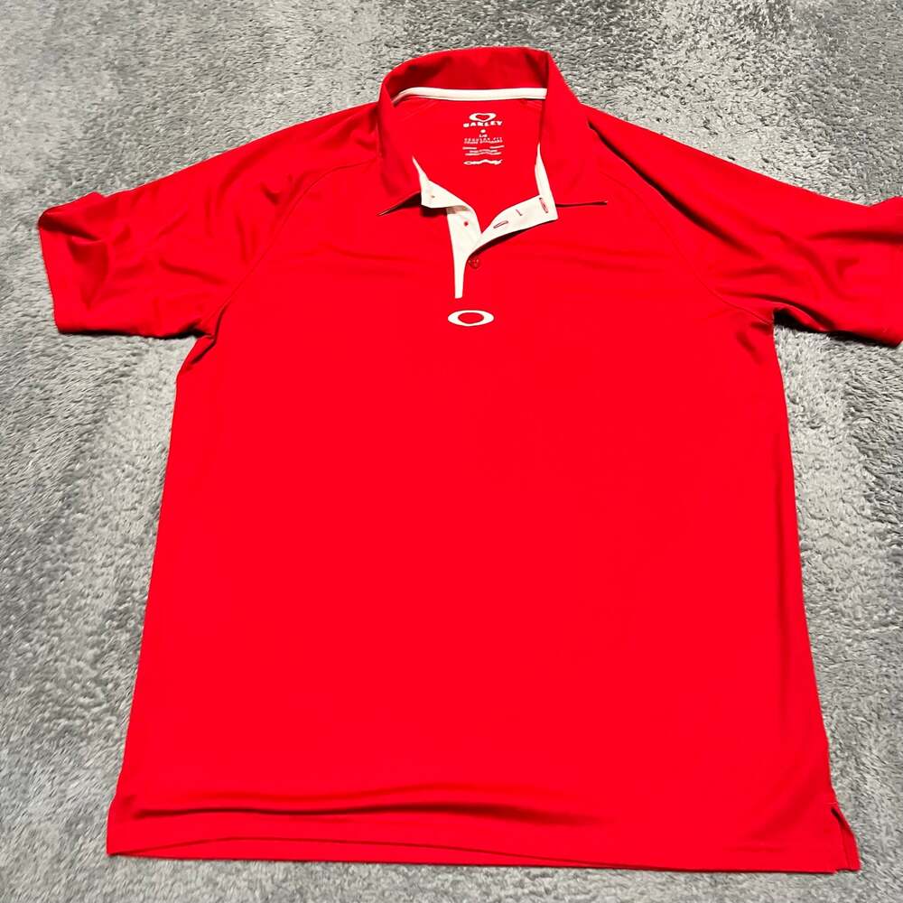 Oakley Polo Shirt Mens Large Red Performance Golf Regular Hydrolix